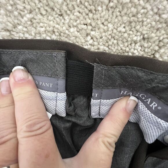 HAGGAR Men Dress Pants Brown Size 40x29 Flat‎ Front Classic Fit - Picture 4 of 7
